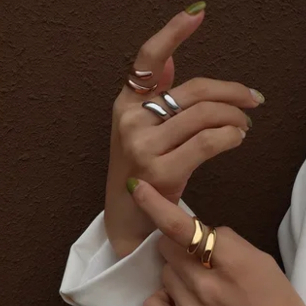 Stainless steel silver tone wrap ring new